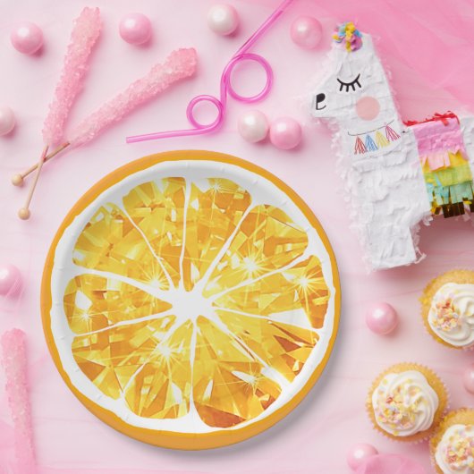 Juicy Gem Orange Slice Citrus Frucht Party Patio Pappteller (Party)