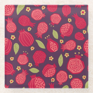 Juicy Granatapfel: Vintage Illustration. Glasuntersetzer