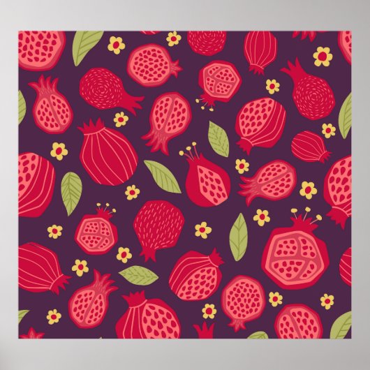 Juicy Granatapfel: Vintage Illustration. Poster (Vorne)