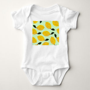 Juicy Lemon Blueberries: Aquarellfarbene Nahtlose Baby Strampler