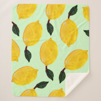 Juicy Lemon Blueberries: Aquarellfarbene Nahtlose  Sherpadecke