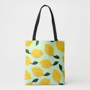 Juicy Lemon Blueberries: Aquarellfarbene Nahtlose Tasche