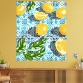 Juicy Lemons über Blue Marokkaner Leinwanddruck (Insitu (Wohnzimmer))
