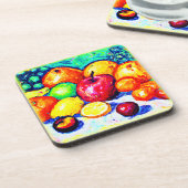 Juicy liebt Früchte. Jetzt kaufen Getränkeuntersetzer (Linke Seite)