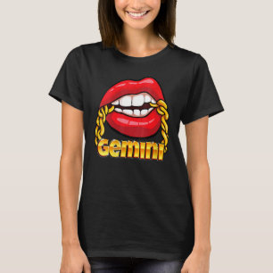 Juicy Lips Gold Chain Gemini Zodiac Sign Costume T-Shirt