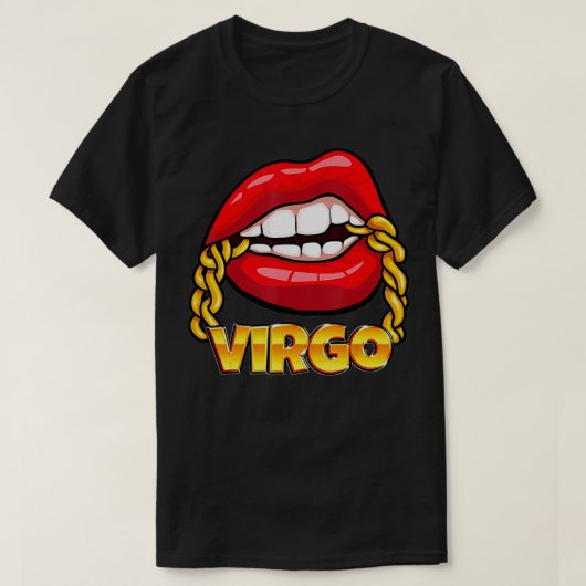 Juicy Lips Gold Chain Virgo Zodiac Sign T-Shirt (Design vorne)
