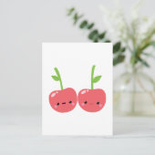 Juicy Niedlich Kawaii Cherries Postkarte (Stehend Vorderseite)