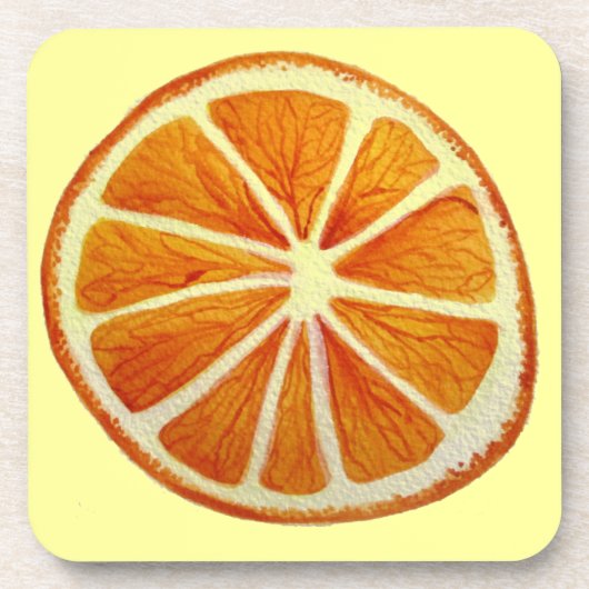 Juicy Orange Aquarellfrucht Pop Art Getränkeuntersetzer (Vorderseite)
