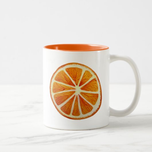 Juicy Orange Aquarellfrucht Pop Art Zweifarbige Tasse (Rechts)
