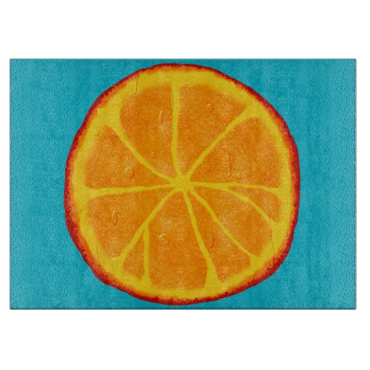 Juicy Orange Custom Glass Cutting Board Schneidebrett (Vorderseite)