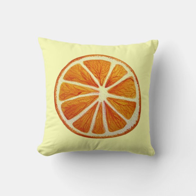 Juicy Orange Slice Aquarellfrucht Pop Art Kissen (Vorderseite)