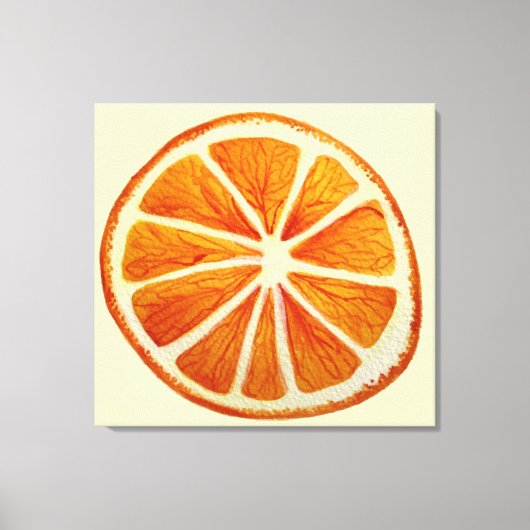 Juicy Orange Slice Aquarellkunst Pop Art Leinwanddruck (Vorderseite)