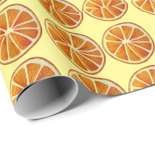 Juicy Orange Slice Aquarellmuster Pop Art Geschenkpapier (Rolleneckpunkt)
