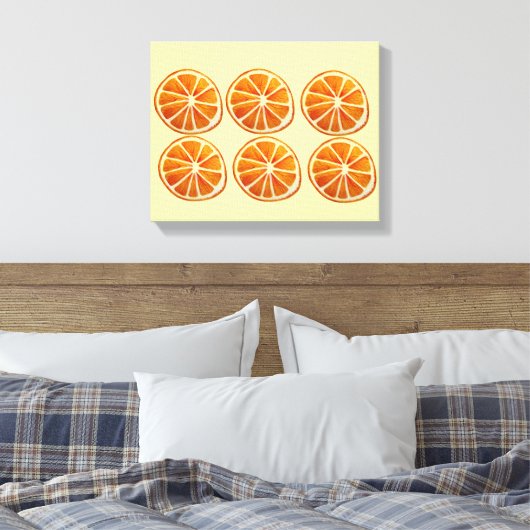 Juicy Orange Slice Aquarellmuster Pop Art Leinwanddruck (Insitu (Schlafzimmer))