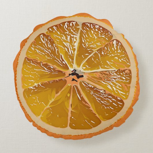 Juicy Orange Slice - Spaß Rundes Kissen (Rückseite)