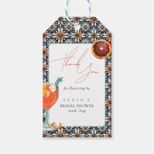 Juicy Orange Spritz Brautparty Vielen Dank Geschenkanhänger (Vorderseite)