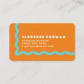 Juicy Orange und Aqua Blue Wavy Frame Visitenkarte (Vorderseite)