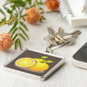 Juicy Orangen lustige Frucht Schlüsselanhänger (Seite)