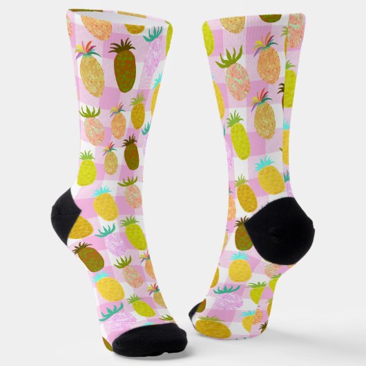 Juicy Pineapple Bubblegum Pattern Socken (Gewinkelt)