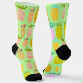 Juicy Pineapple Lime Pattern Socken (Gewinkelt)