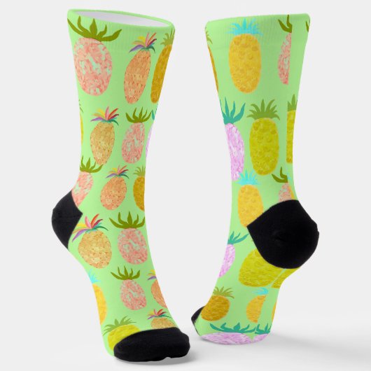 Juicy Pineapple Lime Pattern Socken (Gewinkelt)