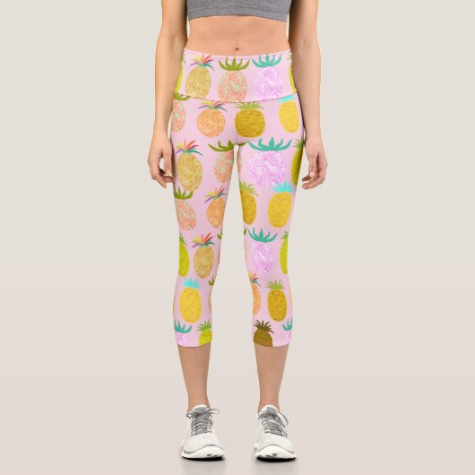 Juicy Pineapple Pattern Capri Leggings (Vorderseite)