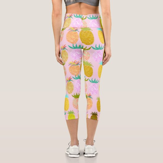 Juicy Pineapple Pattern Capri Leggings (Rückseite)