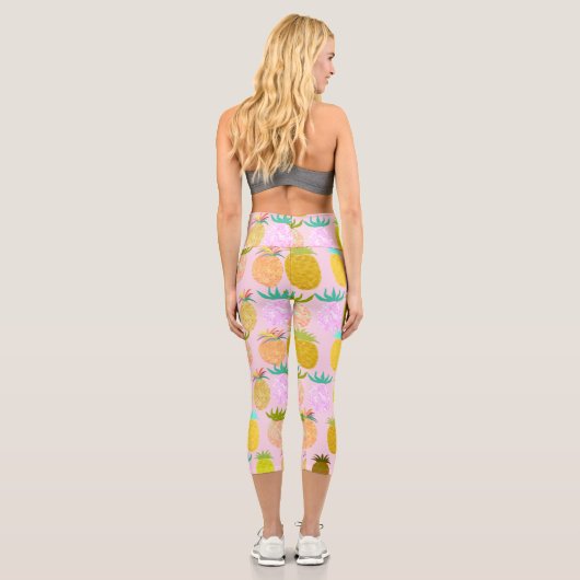Juicy Pineapple Pattern Capri Leggings (Rückseite)