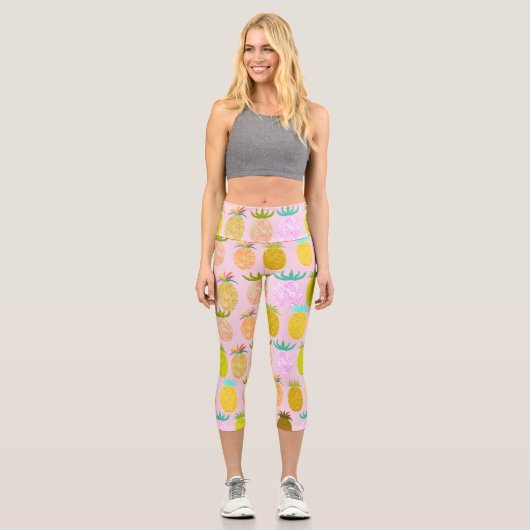 Juicy Pineapple Pattern Capri Leggings (Vorderseite)
