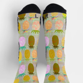 Juicy Pineapple Plaid Pattern Socken