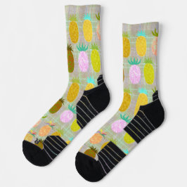 Juicy Pineapple Plaid Pattern Socken