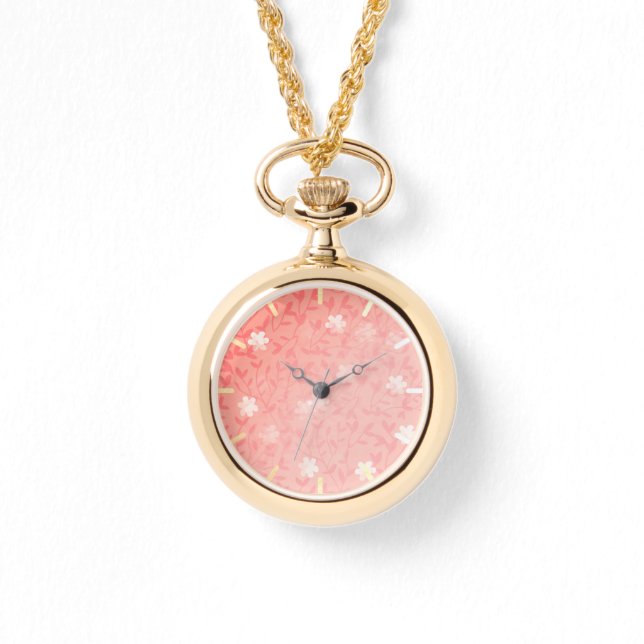 Juicy Pink Tiny Floral Print Pattern Armbanduhr (Vorderseite)