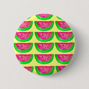 Juicy pink watermelon Fruchtmuster auf Zitrone Button
