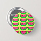 Juicy pink watermelon Fruchtmuster auf Zitrone Button (Vorne & Hinten)