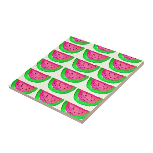 Juicy pink watermelon Fruchtmuster auf Zitrone Fliese (Seite)