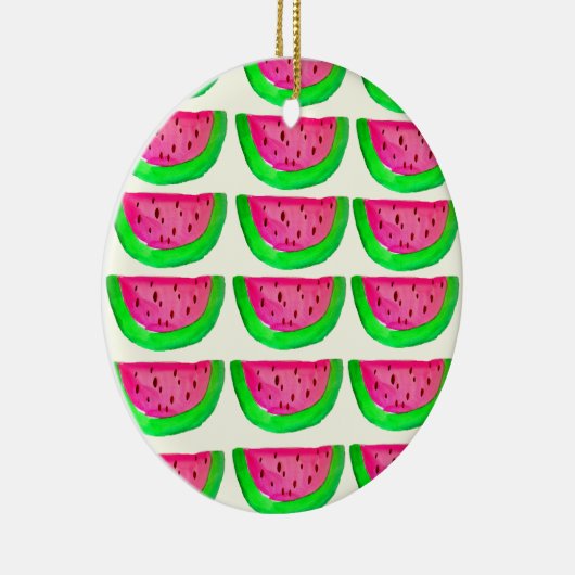 Juicy pink watermelon Fruchtmuster auf Zitrone Keramikornament (Rechts)
