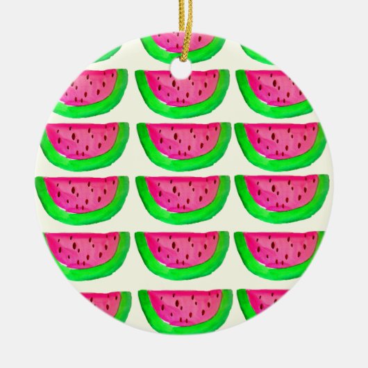 Juicy pink watermelon Fruchtmuster auf Zitrone Keramikornament (Vorne)