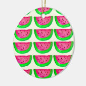 Juicy pink watermelon Fruchtmuster auf Zitrone Keramikornament (Links)