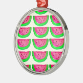 Juicy pink watermelon Fruchtmuster auf Zitrone Ornament Aus Metall (Links)