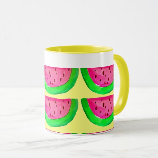 Juicy pink watermelon Fruchtmuster auf Zitrone Tasse (VorderseiteRechts)