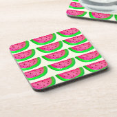 Juicy pink watermelon Fruchtmuster auf Zitrone Untersetzer (Linke Seite)