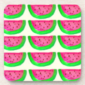 Juicy pink watermelon Fruchtmuster auf Zitrone Untersetzer (Vorderseite)