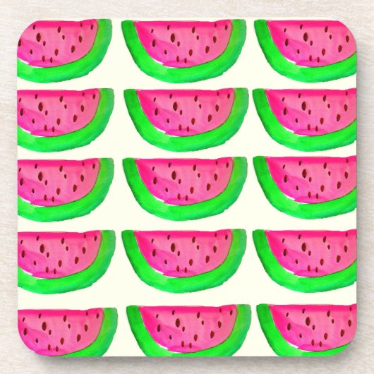 Juicy pink watermelon Fruchtmuster auf Zitrone Untersetzer (Vorderseite)
