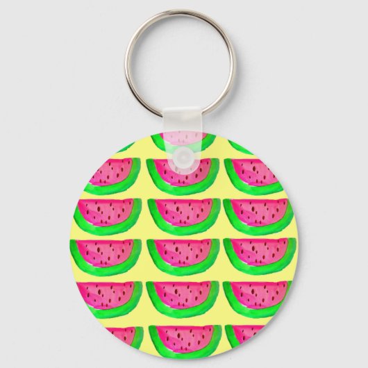Juicy pink  watermelon fruit pattern on lemon schlüsselanhänger (Vorderseite)