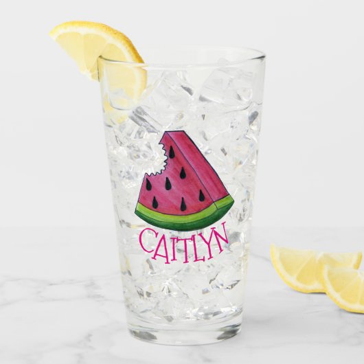 Juicy Pink Watermelon Melon Slice Picnic Food Glas (Vorderseite Ice)