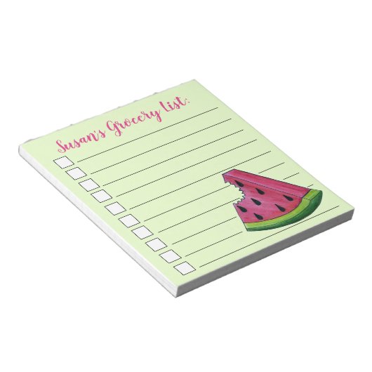 Juicy Pink Watermelon Personalisiertes Lebensmitte Notizblock (angewinkelt)