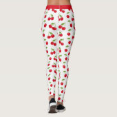 Juicy Red Cherries Red and White Gemustert Leggings (Rückseite)
