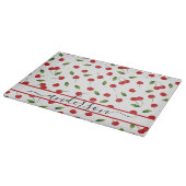Juicy Red Cherry Pattern | Personalisiert Schneidebrett (Ecke)