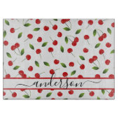 Juicy Red Cherry Pattern | Personalisiert Schneidebrett (Vorderseite)