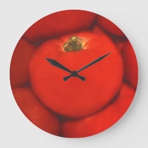 Juicy Red Homegrown Garden Tomaten Große Wanduhr